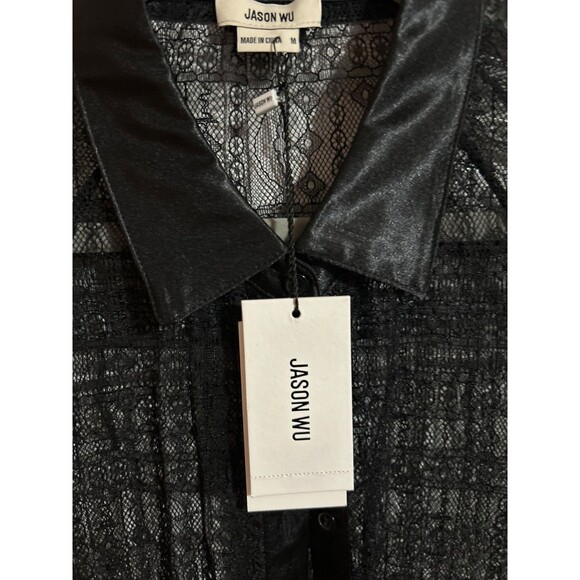 Jason Wu Women's Sheer Lace Oversized Button Up Blouse size M NWT Whimsygoth - Picture 3 of 8